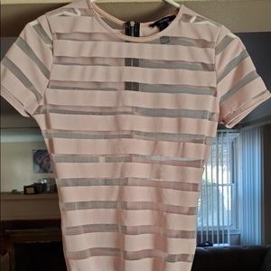 Blush/Nude striped and sheer bodysuit.